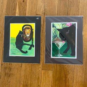 2 Black Cat Prints 8x10